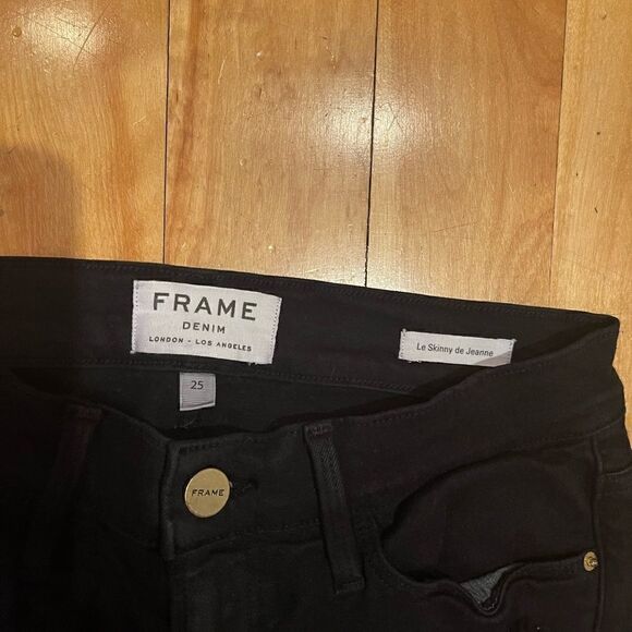 FRAME denim "Le Skinny De Jeanne" black ripped jeans size 25! - Picture 5 of 6
